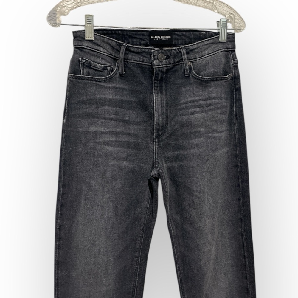NWT Black Orchid Foil Hem Taylor Straight Leg Jeans Charcoal Gray 26 - Picture 5 of 14